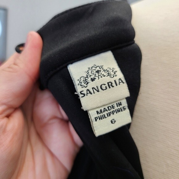 Sangria Black Maxi Rouching Long Maxi Party Dress Gown Sz 6 - Picture 9 of 13